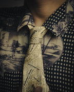 -MOOD MILLÉSIMES- 90’s-00’s financial newspaper print silk tie