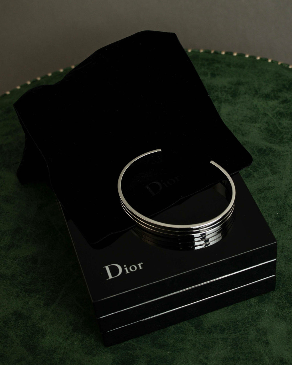 "DIOR HOMME" Logo engraved silver bangle