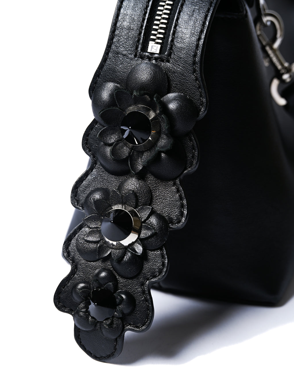 FENDI/ “By The Way Medium” Flower Detailed 2 Way Hand Bag Black