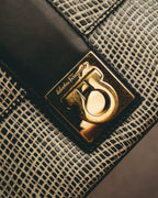 "Salvatore Ferragamo" Crocodile embossed Gancini shoulder bag