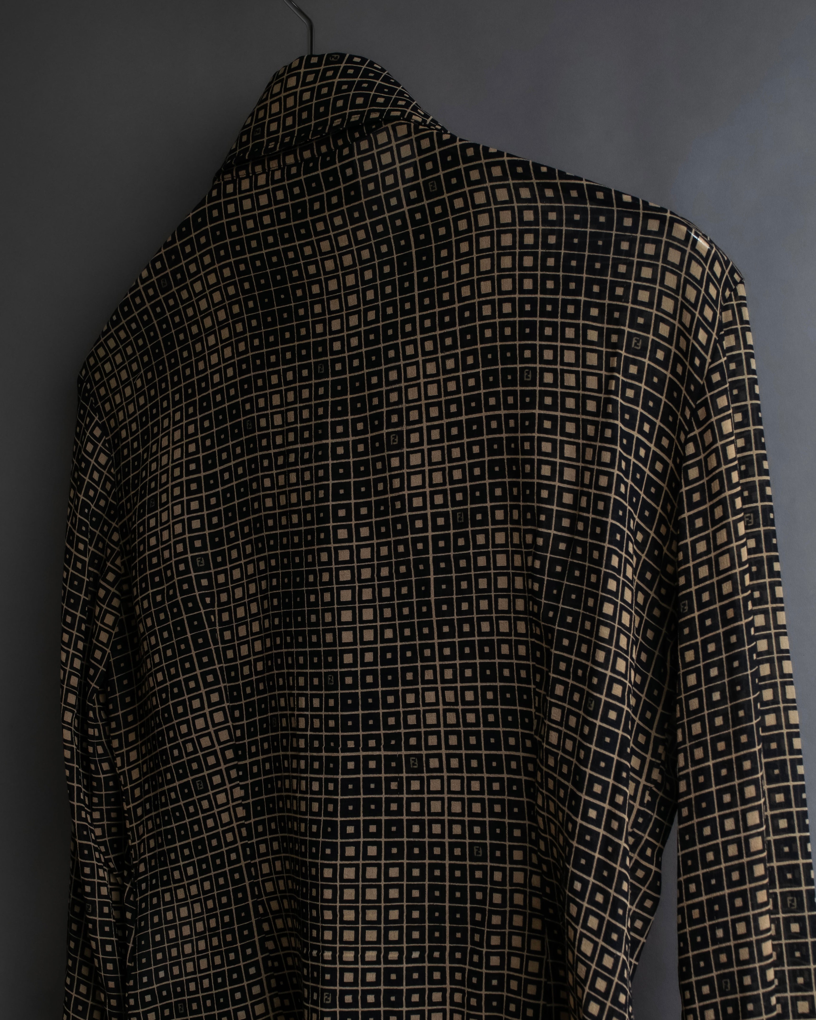 "FENDI" Geometric pattern logo printed shirt
