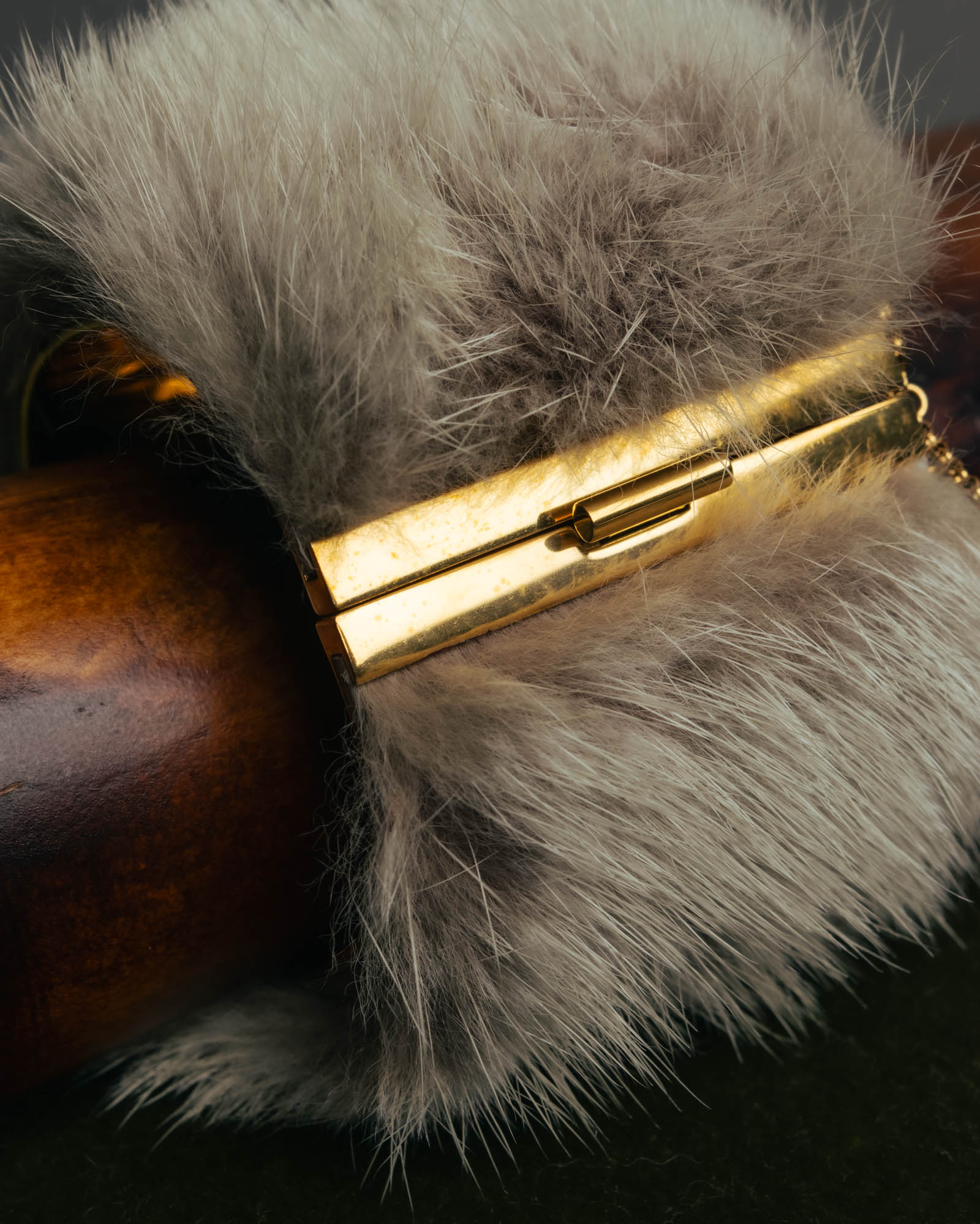 “CELINE” 2010’s Fur covered cuff bracelet