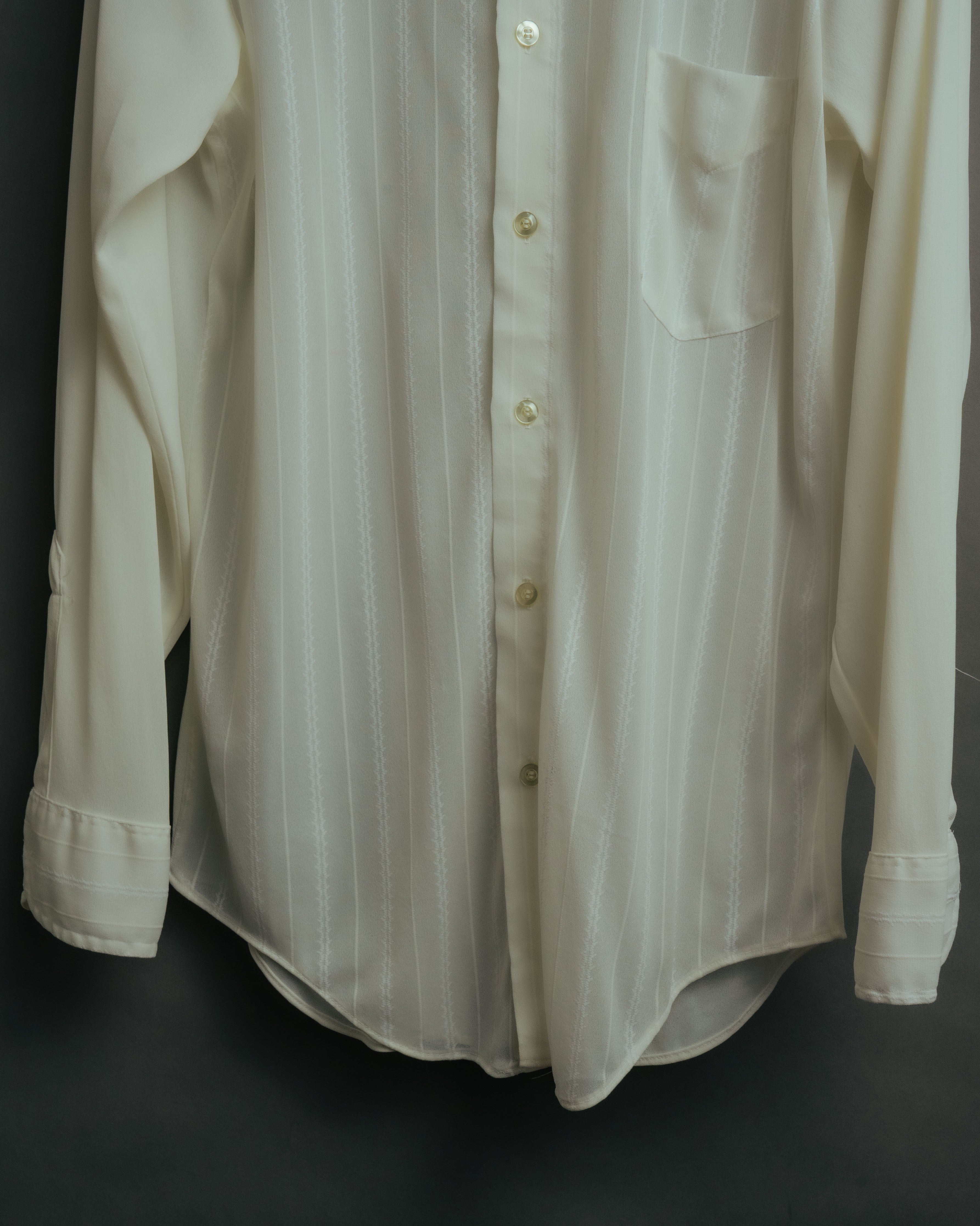 -MOOD Vintage Collections- 70’s-80’s Sheer stripe long point collar shirt
