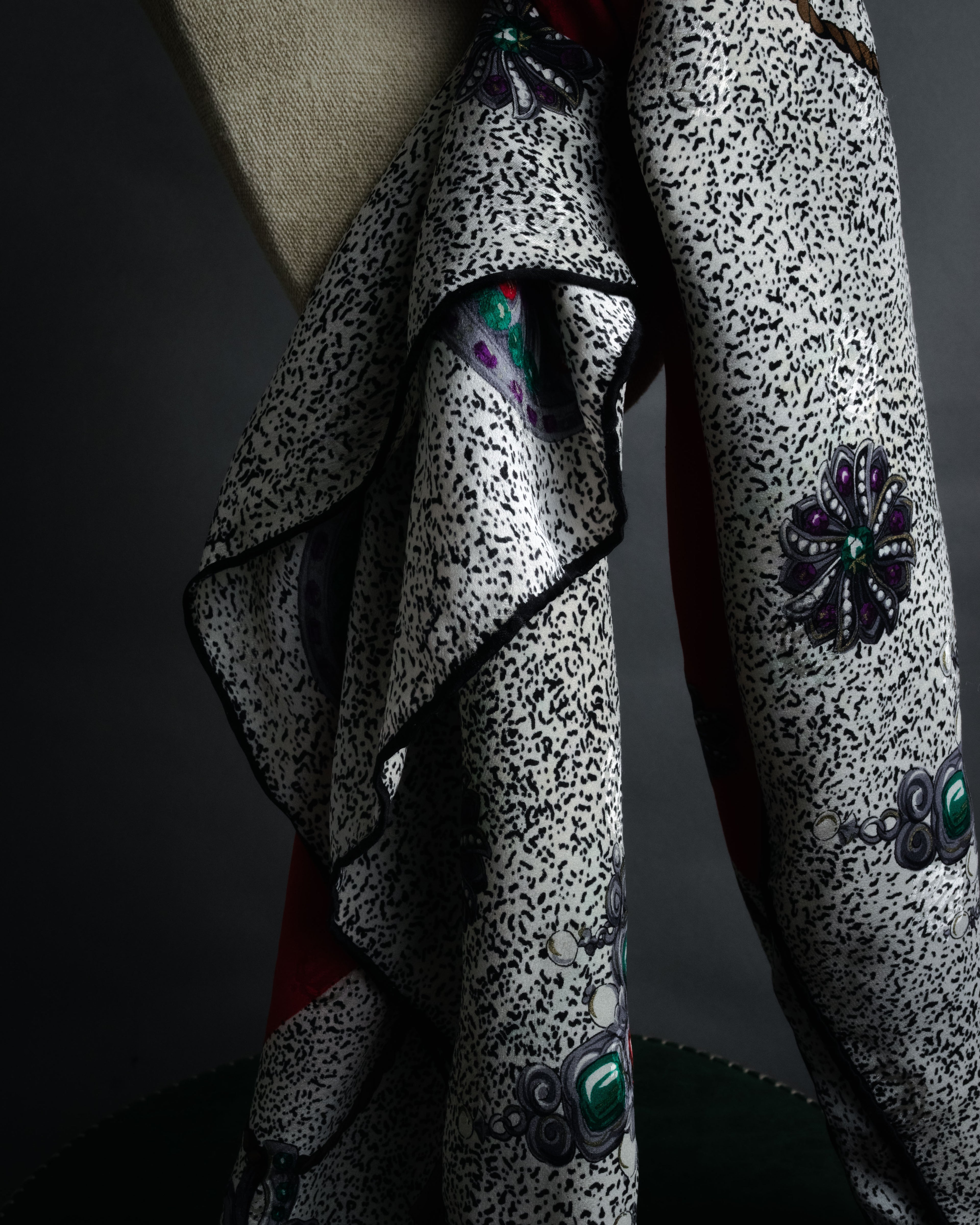 “Christian Dior” 80’s-90’s Jewelry motif monogram silk scarf