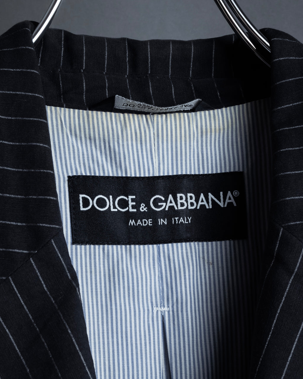 "Dolce & Gabbana" Collar switching design pinstripe pattern tailored jacket