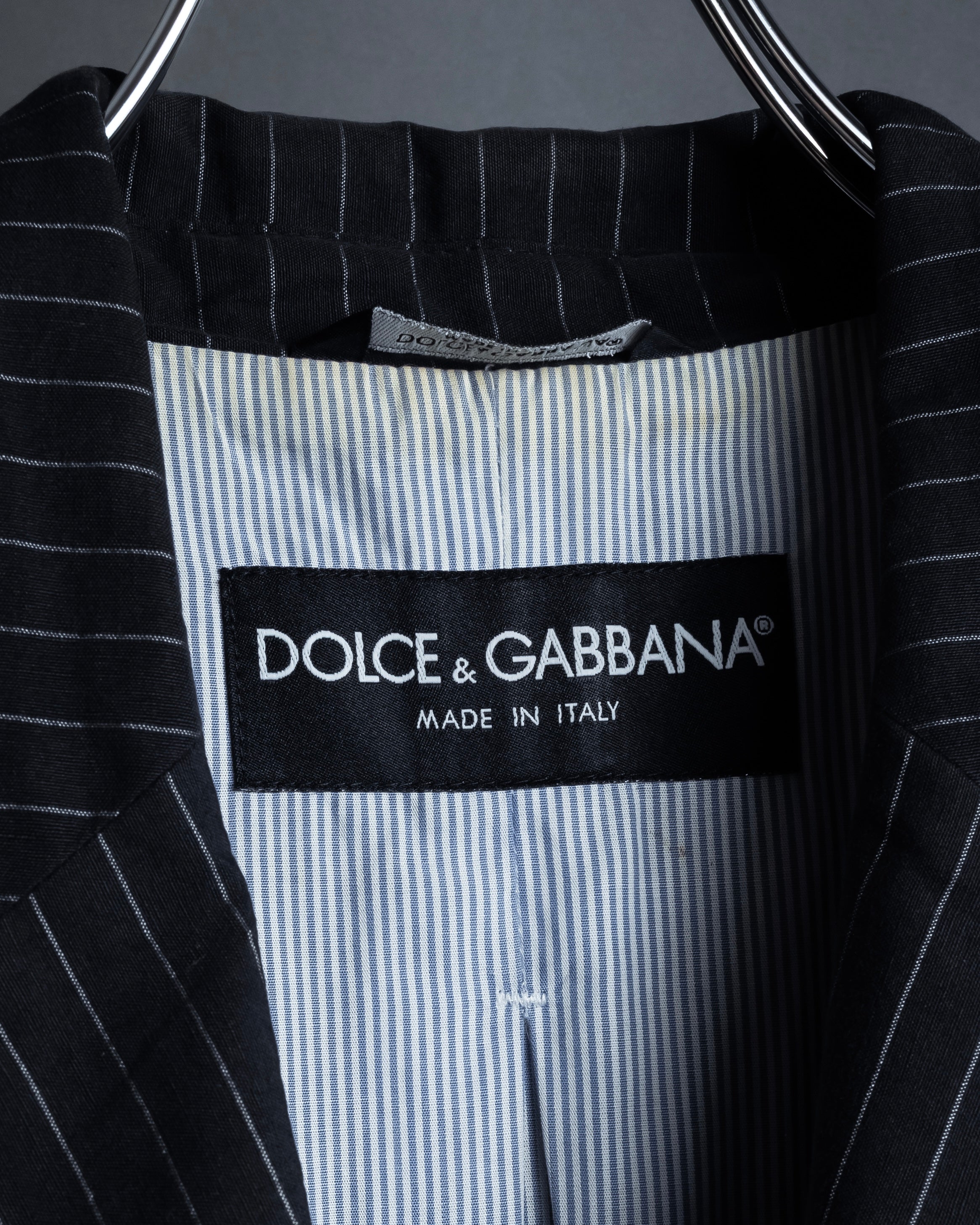 "Dolce & Gabbana" Collar switching design pinstripe pattern tailored jacket