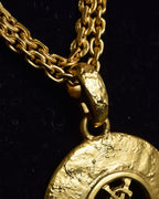 "YVES SAINT LAURENT" Embossed medallion YSL charm necklace