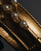 索尼娅·里基尔 80年代末至90年代初哑光金镀仿珍珠伊特鲁里安复兴风格手镯