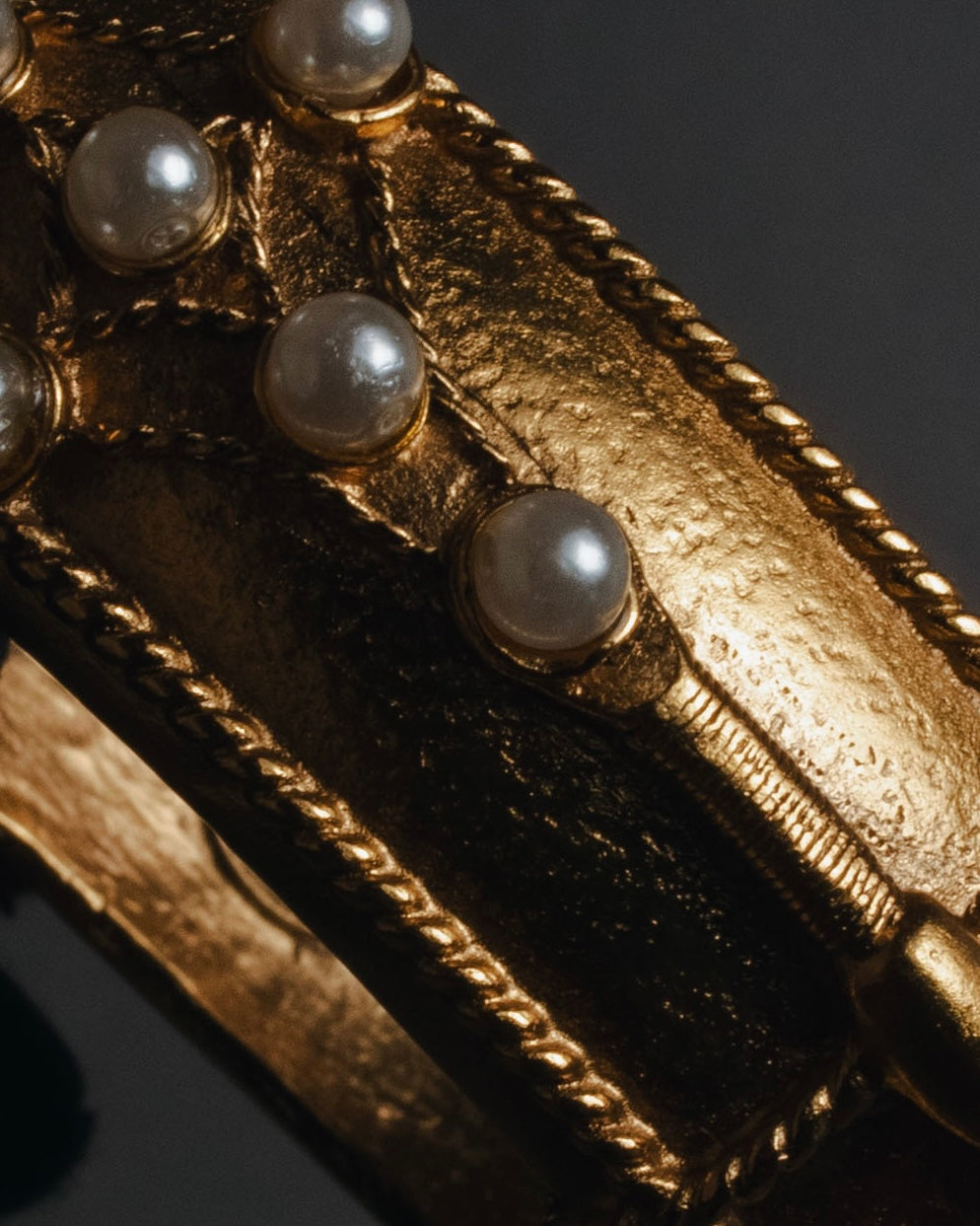 索尼娅·里基尔 80年代末至90年代初哑光金镀仿珍珠伊特鲁里安复兴风格手镯