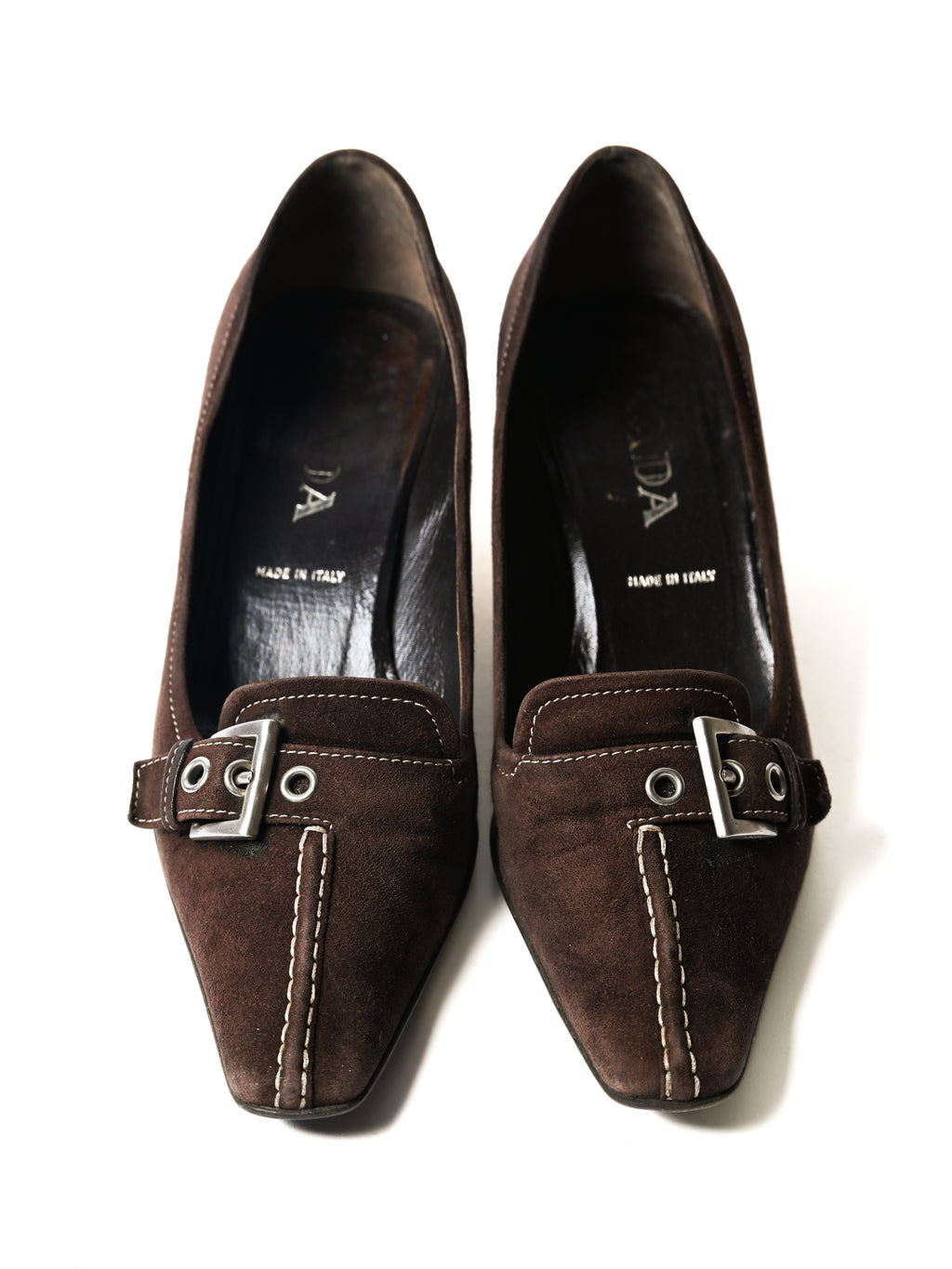PRADA/ Brown Suede Leather Classic Pumps Heels