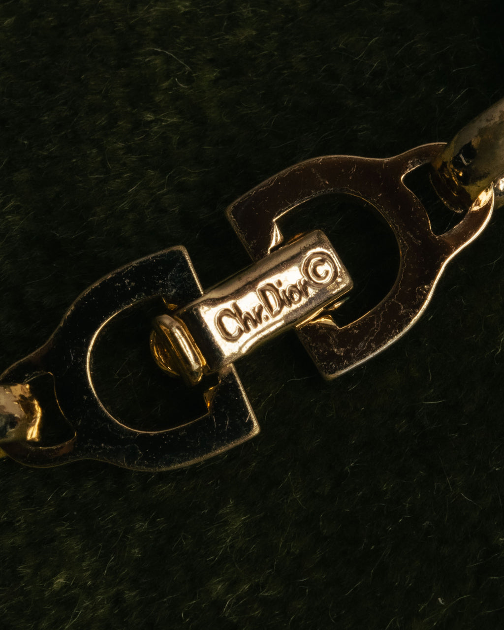 "Christian Dior" 70's-80's Two-tone gold and charcoal link bracelet