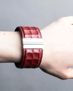 "HERMES" Deutch processing wide leather bracelet