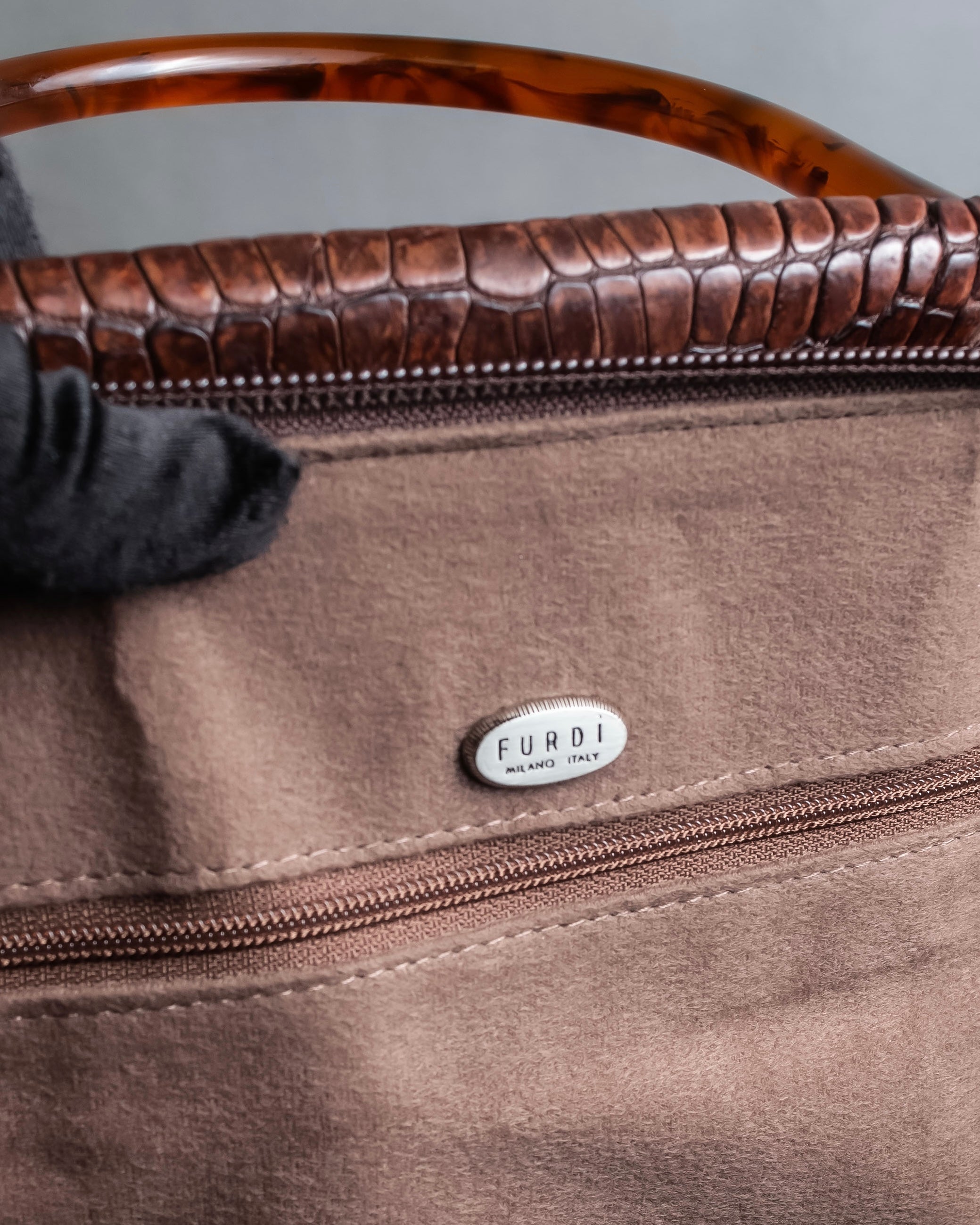 "Furdi" Crocodile embossed leather handbag