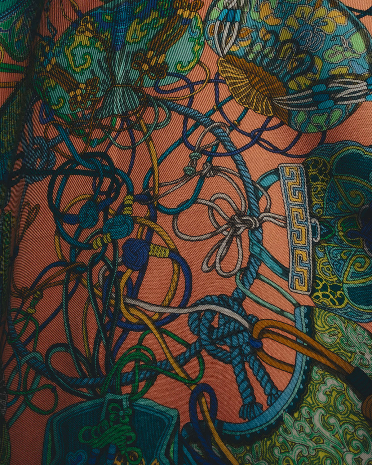 "GUCCI" Late 70's-early 90's oriental motif silk scarf