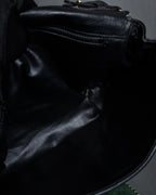 "CELINE" 80's-90's Crest metal fittings design quilted leather bag