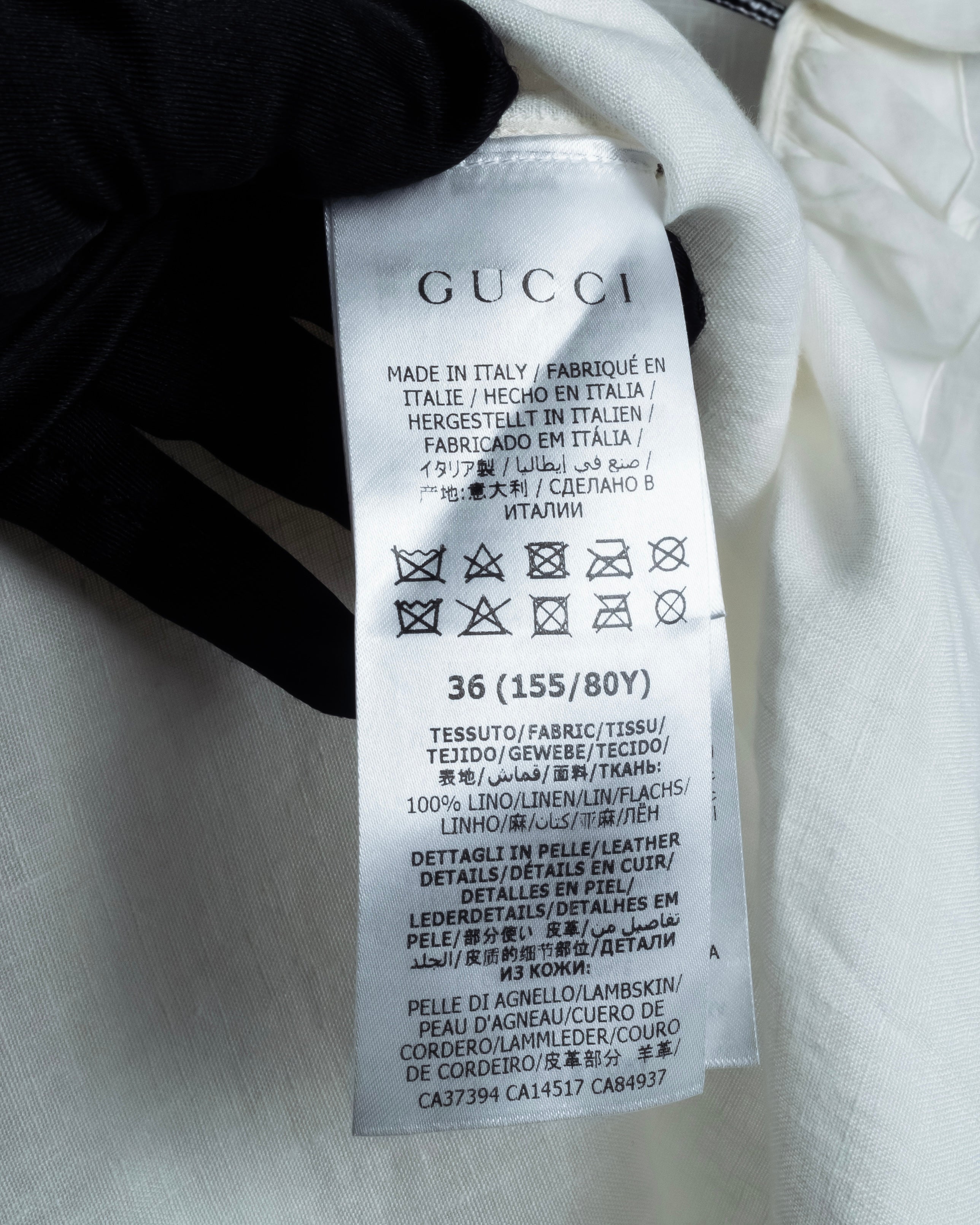 "GUCCI" Michele period ruffle round collar linen pullover shirt