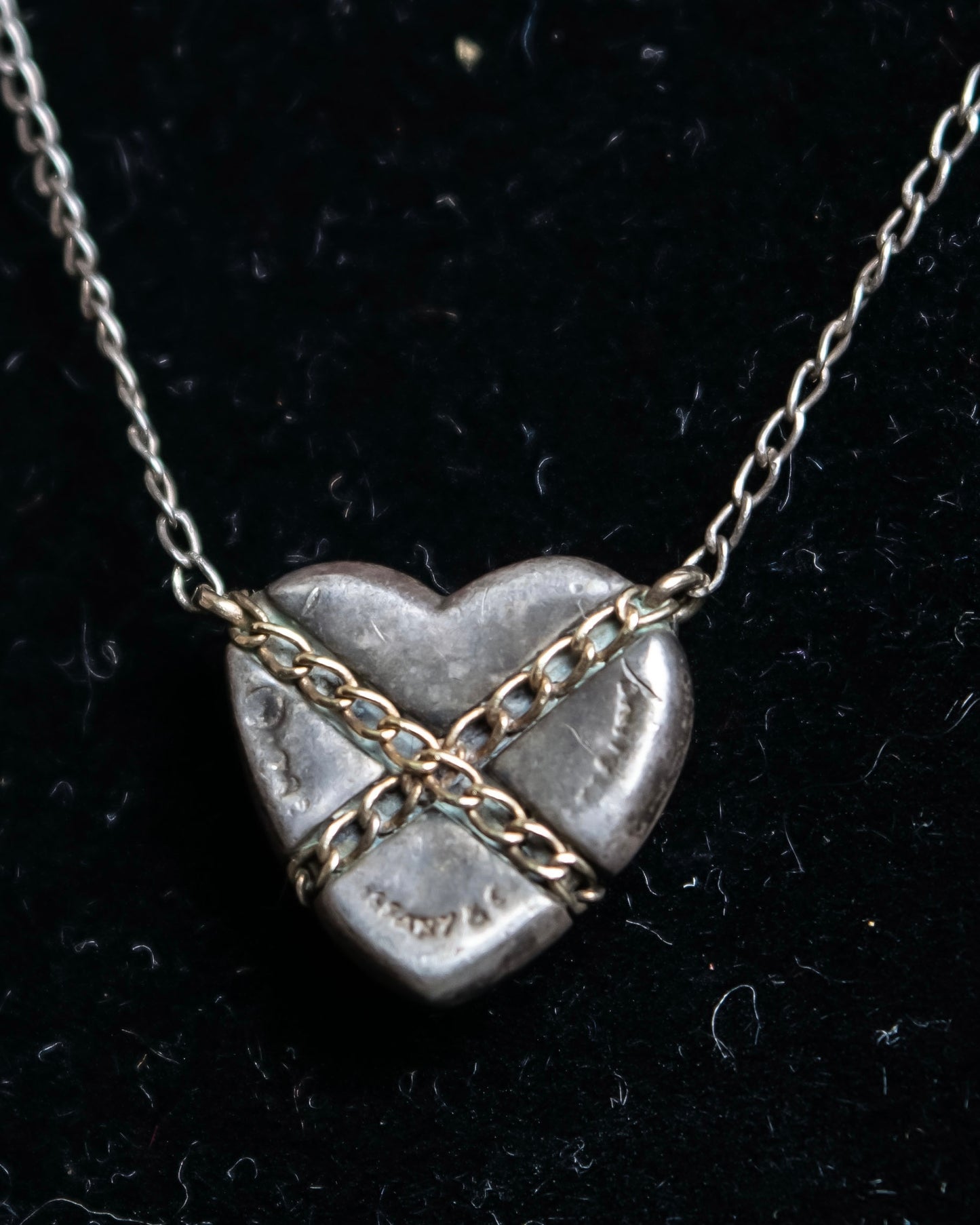 "Tiffany&Co" Chain cross heart motif silver necklace