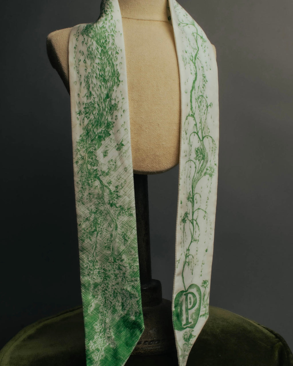 "DIOR" Green printed silk mitzah scarf