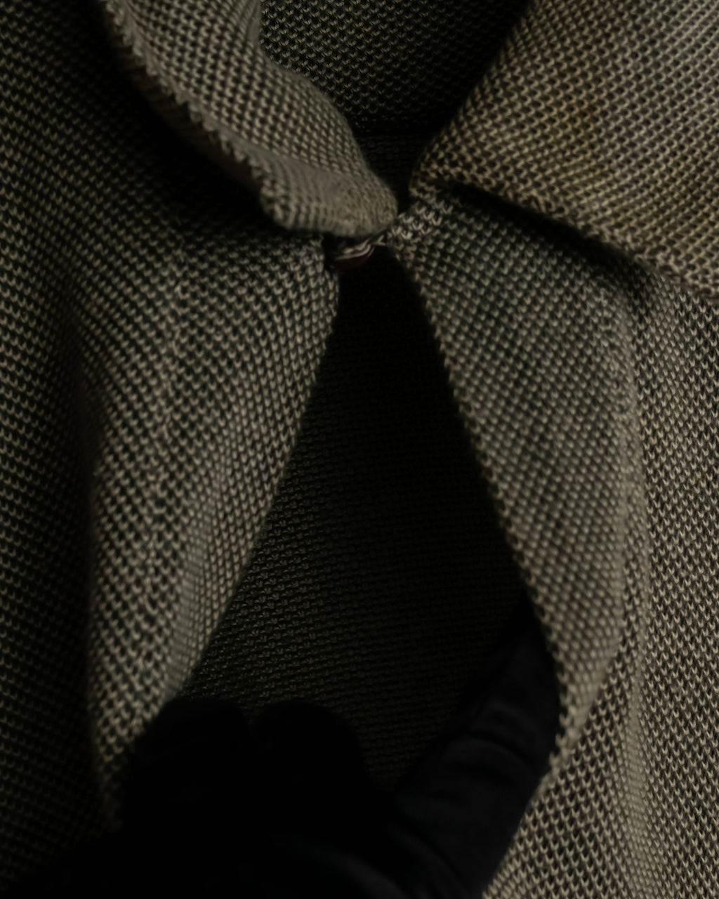 "Vintage herringbone long sleeve polo shirt"