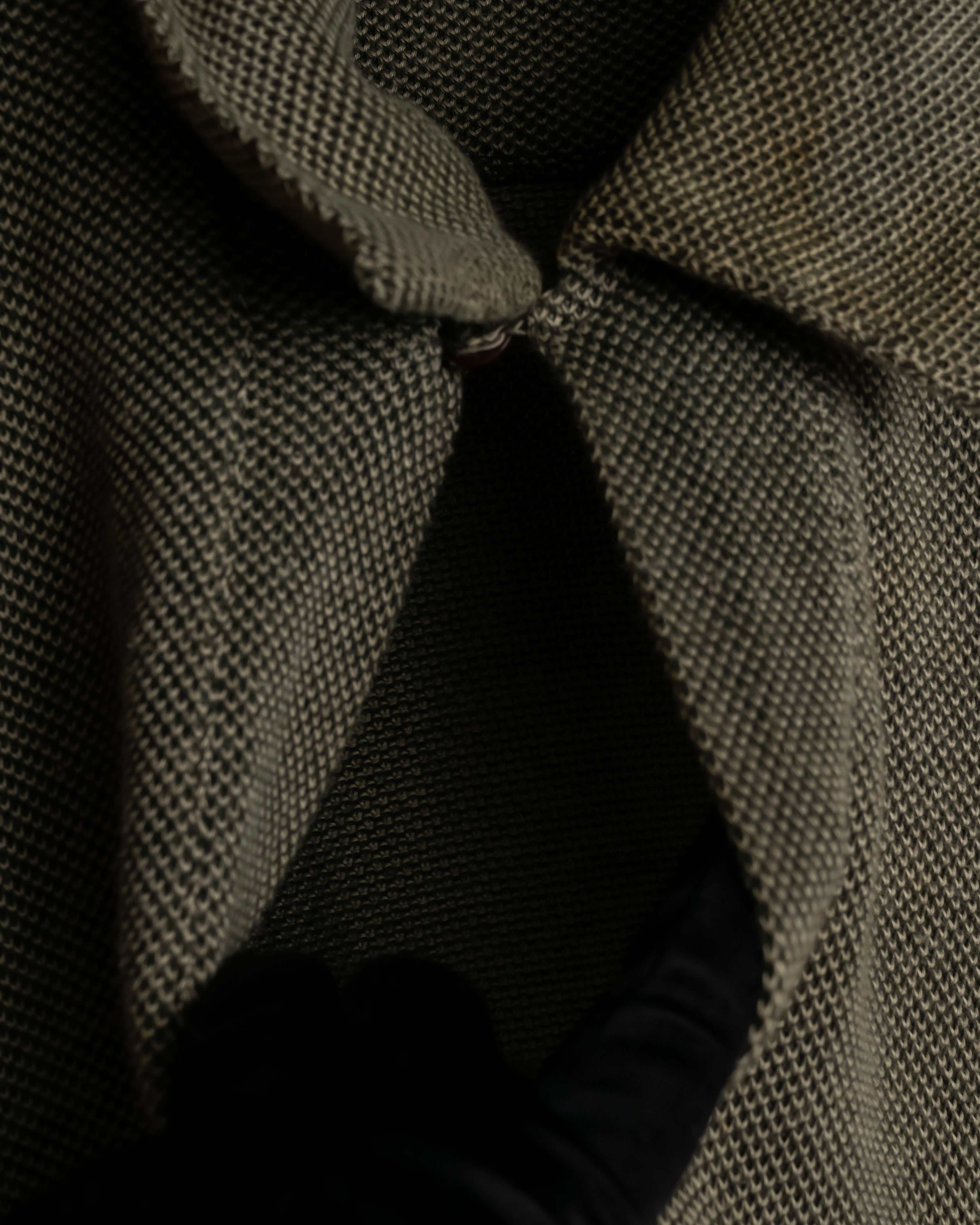 "Vintage herringbone long sleeve polo shirt"