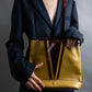 "Cartier" Drawstring design bicolor leather shoulder bag