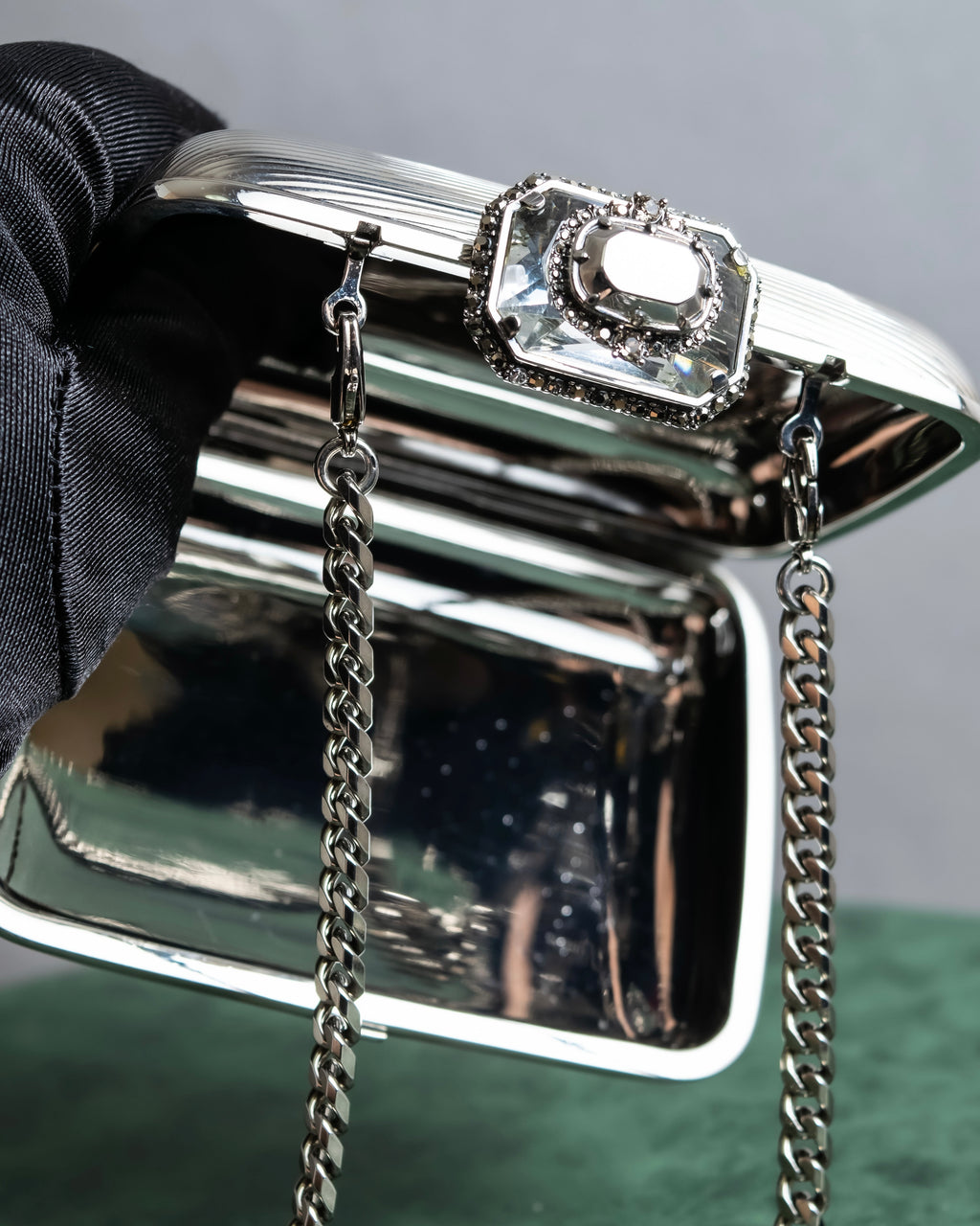 "Alexandar McQueen" Jewelry docking silver chain 2way mini bag