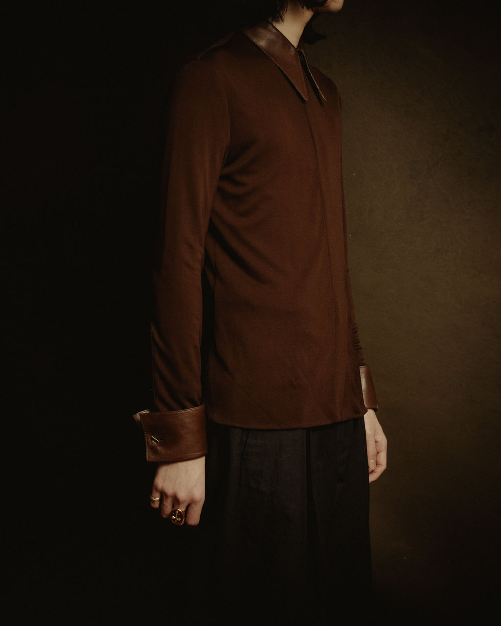 –SPECIAL– "HERMES"
00’s Transformable leather-trim viscose shirt