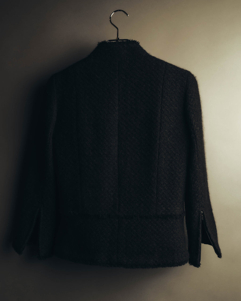 "CHANEL" 04AW Textured wool angora tweed zip jacket