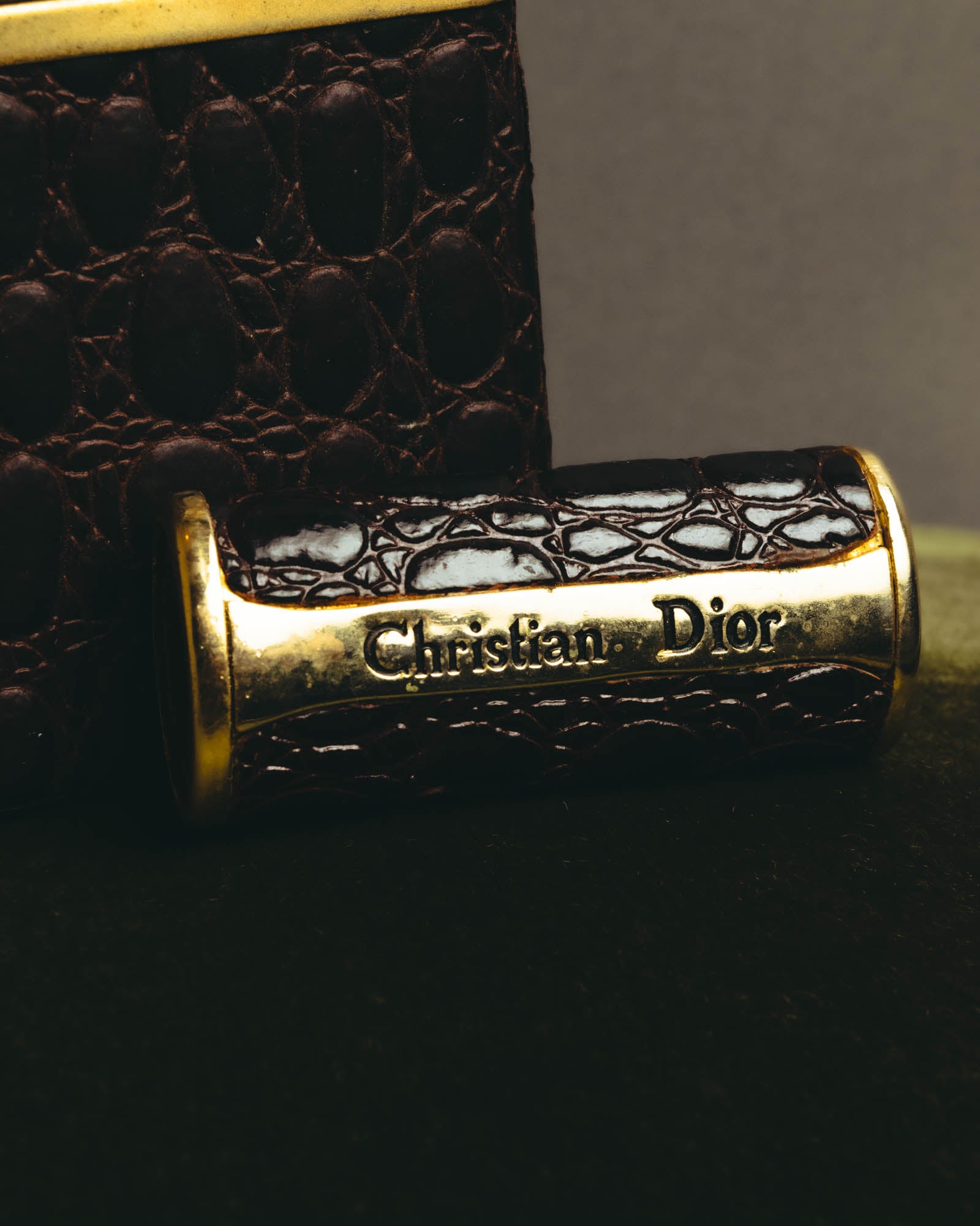 "Christian Dior" 70's-80's Croc embossed cigarette case set