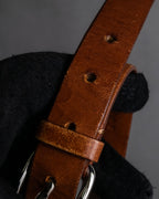 "CELINE" Oval link chain design leather combination belt