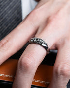 "GEORG JENSEN" Delicate bead top oversized silver ring