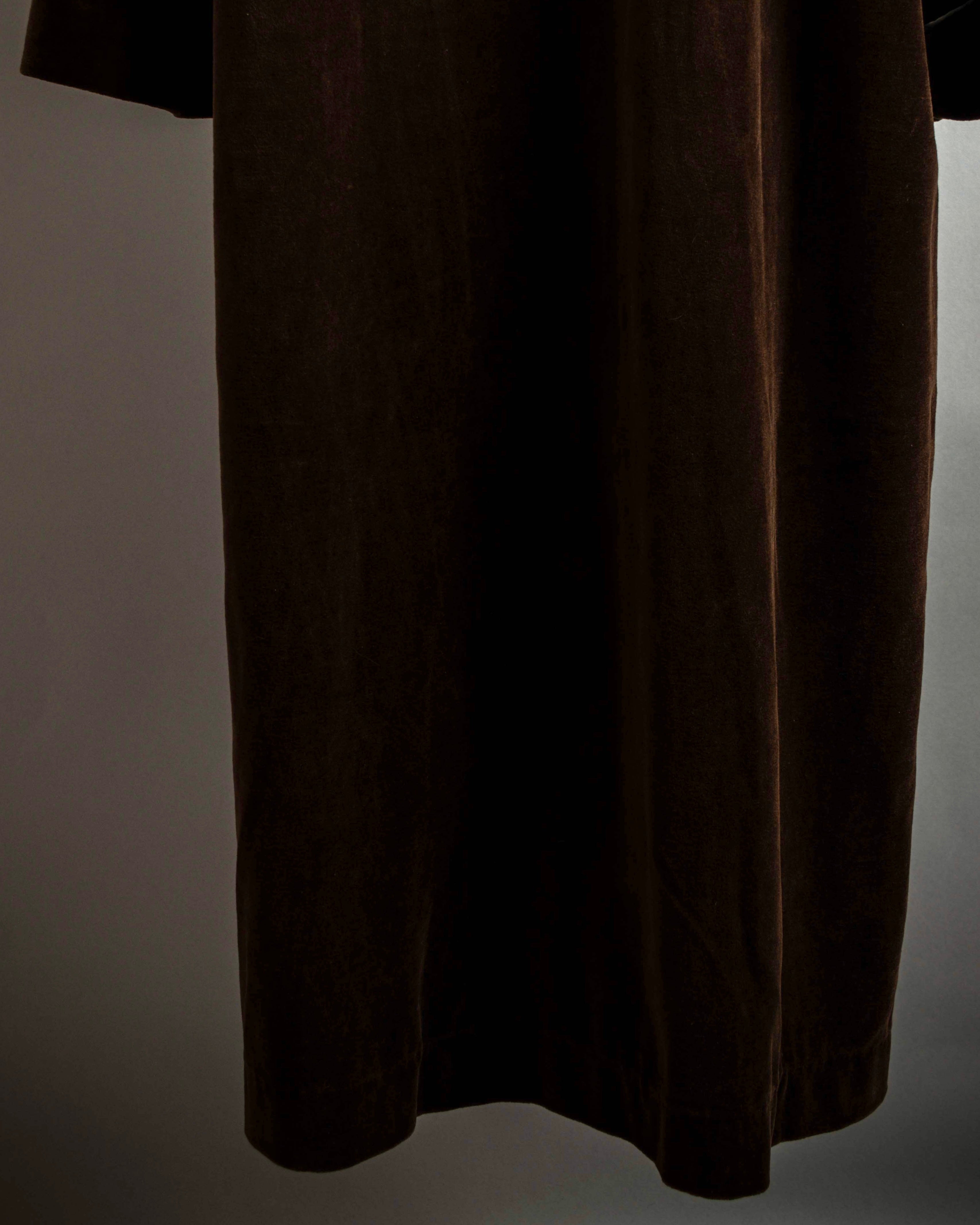 "CELINE" Piping design velour long gown coat