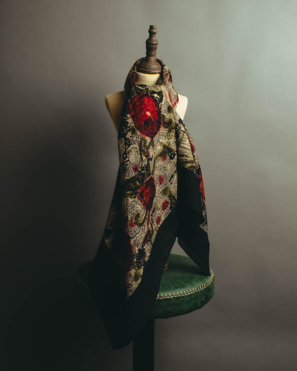 "Christian Dior" 80's-90's Floral paisley patterned large scarf