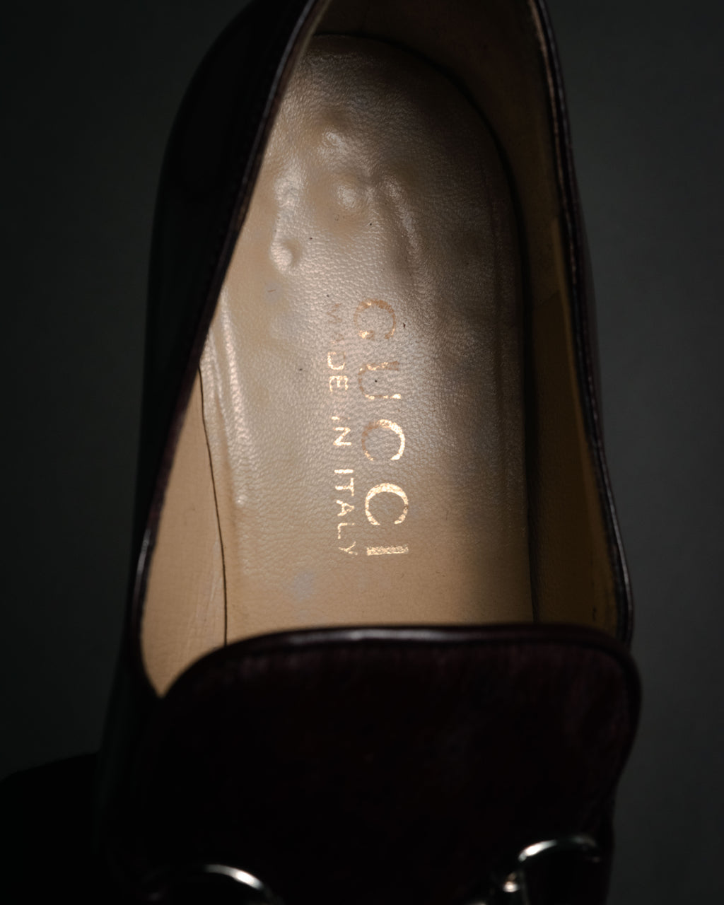 "GUCCI" 90’s-00’s Horsebit haircalf panel loafers