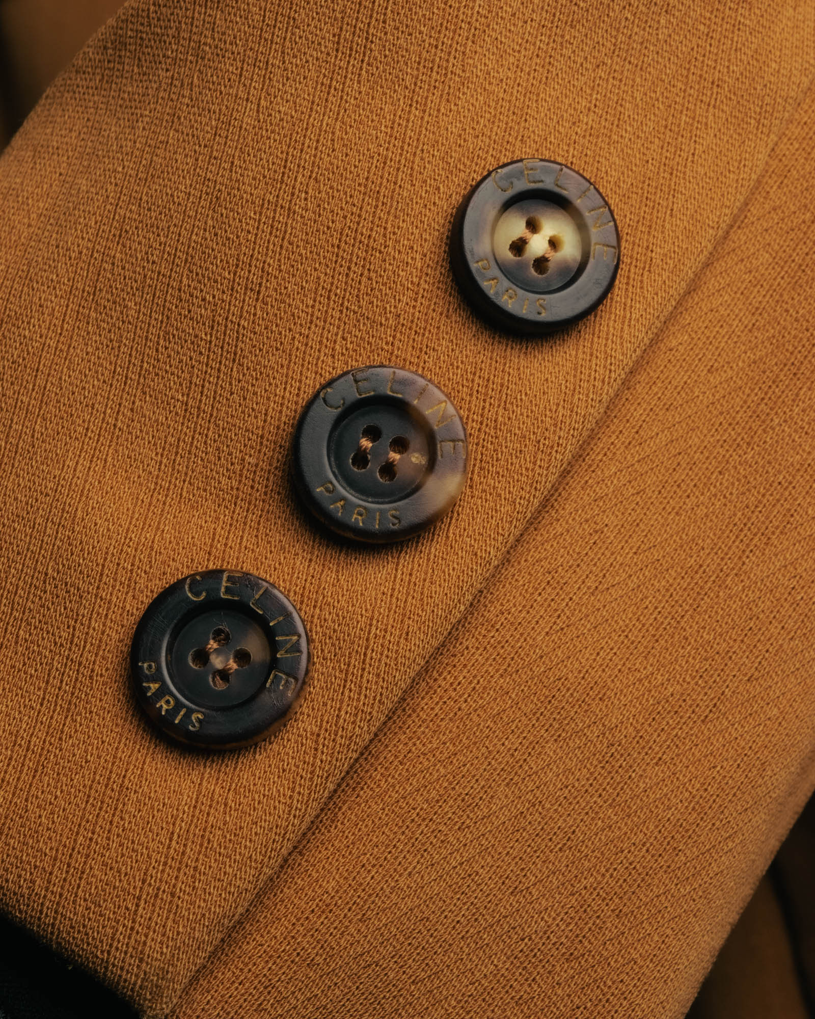 -SPECIAL- "CELINE" 80's-90's Black piped wool tailored jacket