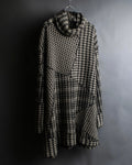 "FENDI" Houndstooth & zigzag pattern turtleneck tunic pullover