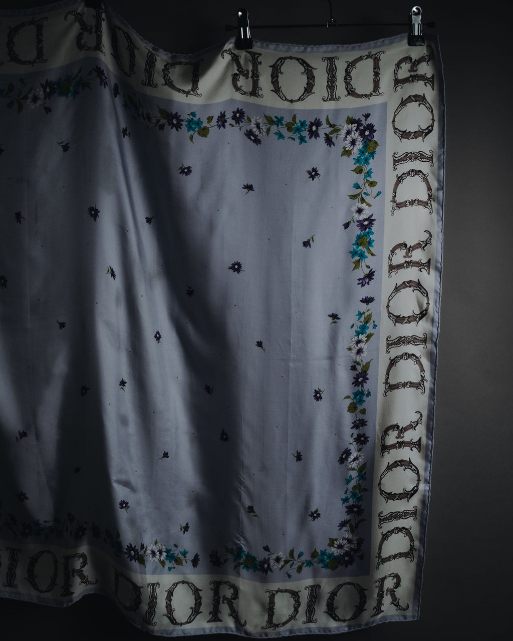 "Christian Dior" 80’s-90’s botanical dior typography silk scarf