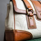 "COACH" Logo stitch design trapezoid bicolor leather bag