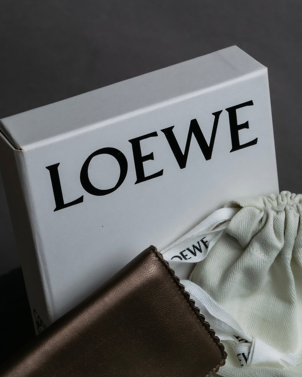 "LOEWE" Logo engraved leather card case