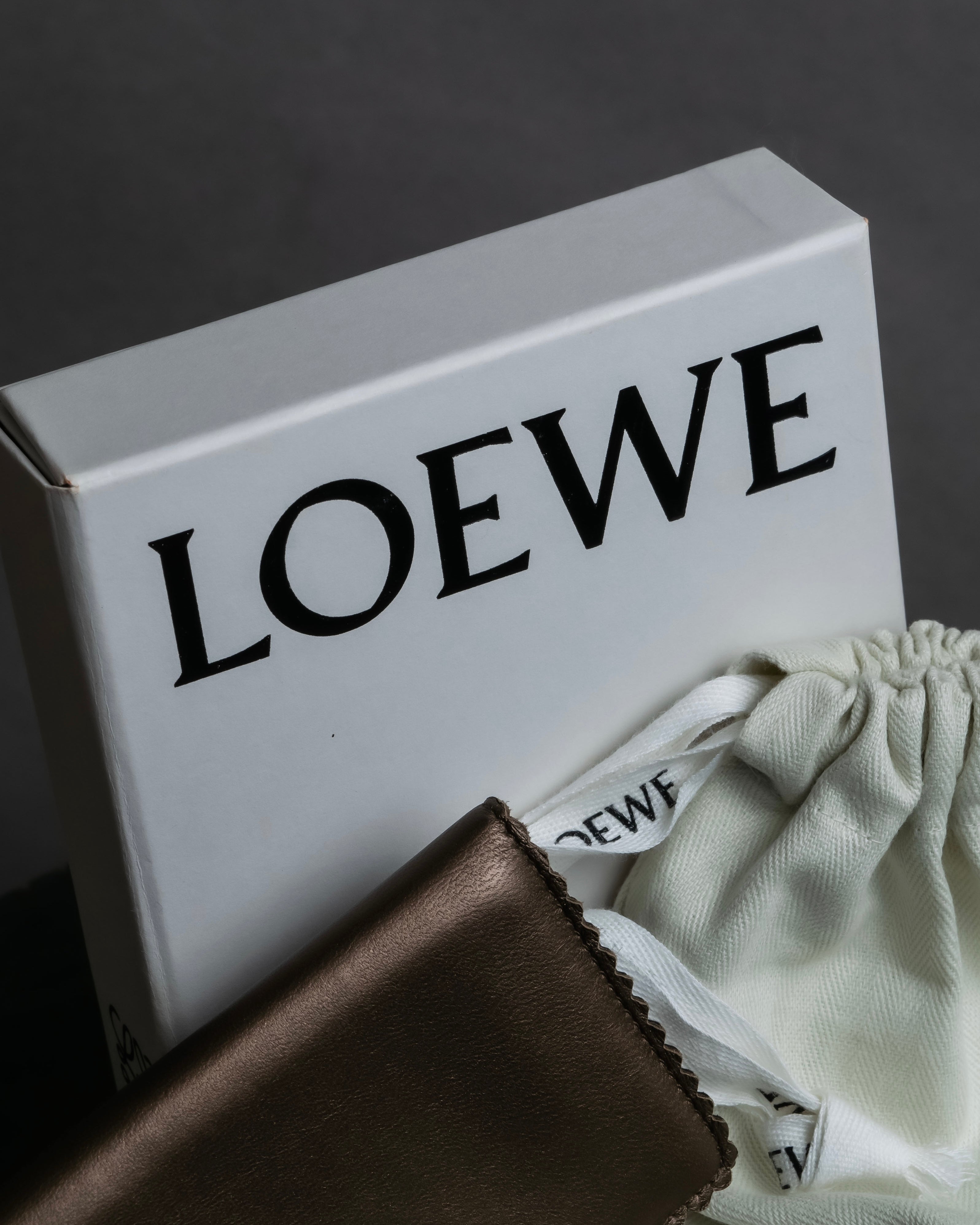 "LOEWE" Logo engraved leather card case