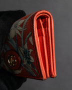 "GUCCI" Botanical pattern double G motif leather bifold wallet