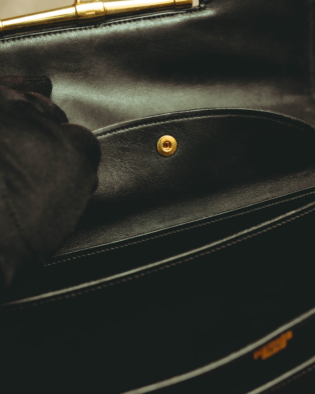 -SPECIAL- “HERMÈS” 60’s-70’s Palonnier black leather structured shoulder bag