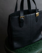 "BURBERRYS" Gold buckle design grained leather hand bag