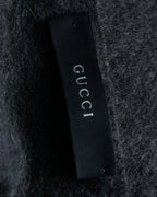 "GUCCI" Fuzzy logo engraved fringe large muffler