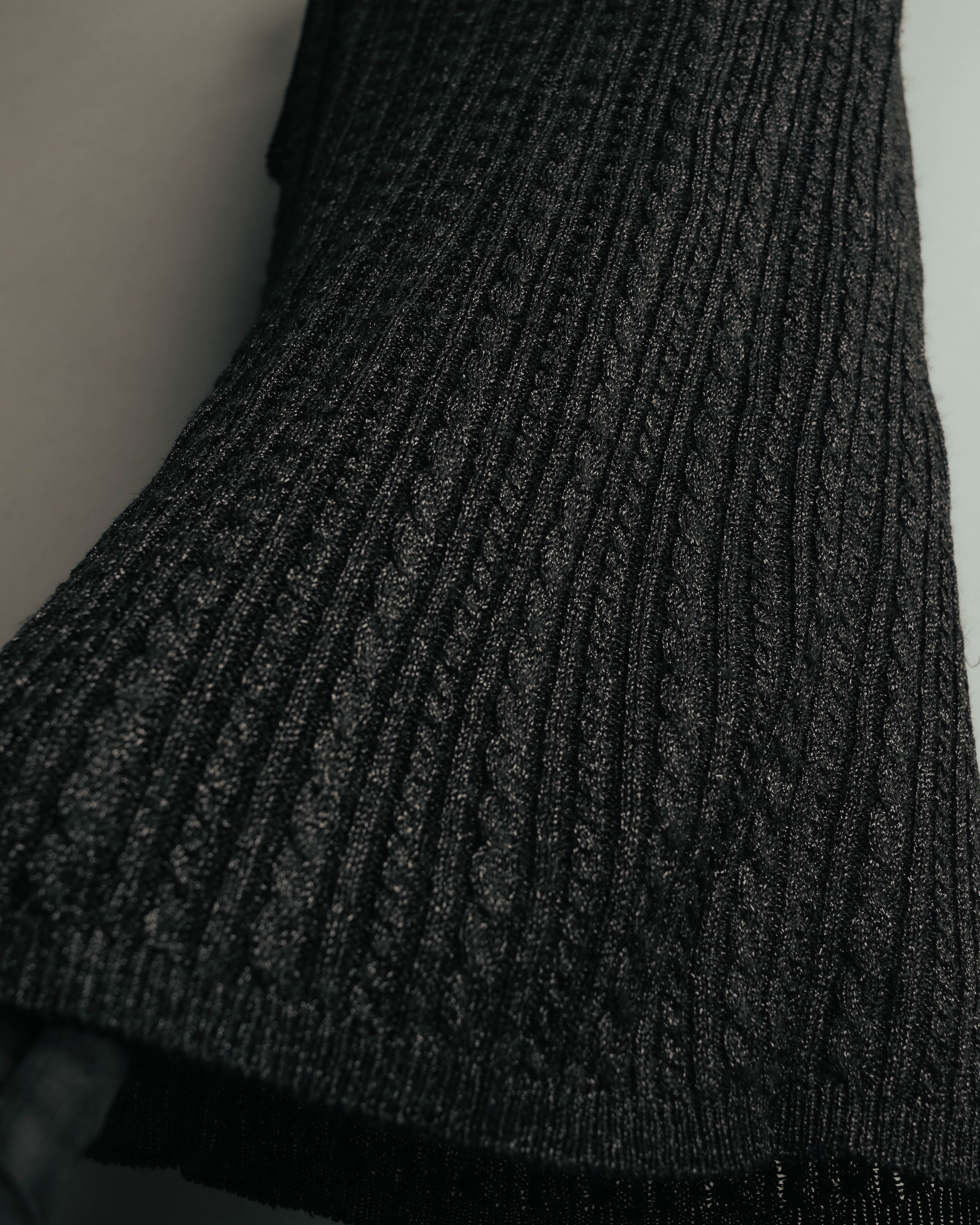 "Yves Saint Laurent" 80's-90's Metallic ribbed sleeveless knit top