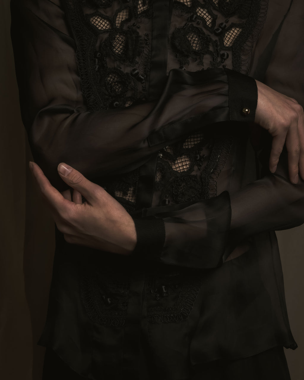 "LOEWE" 2014AW Sheer embroidered shirt