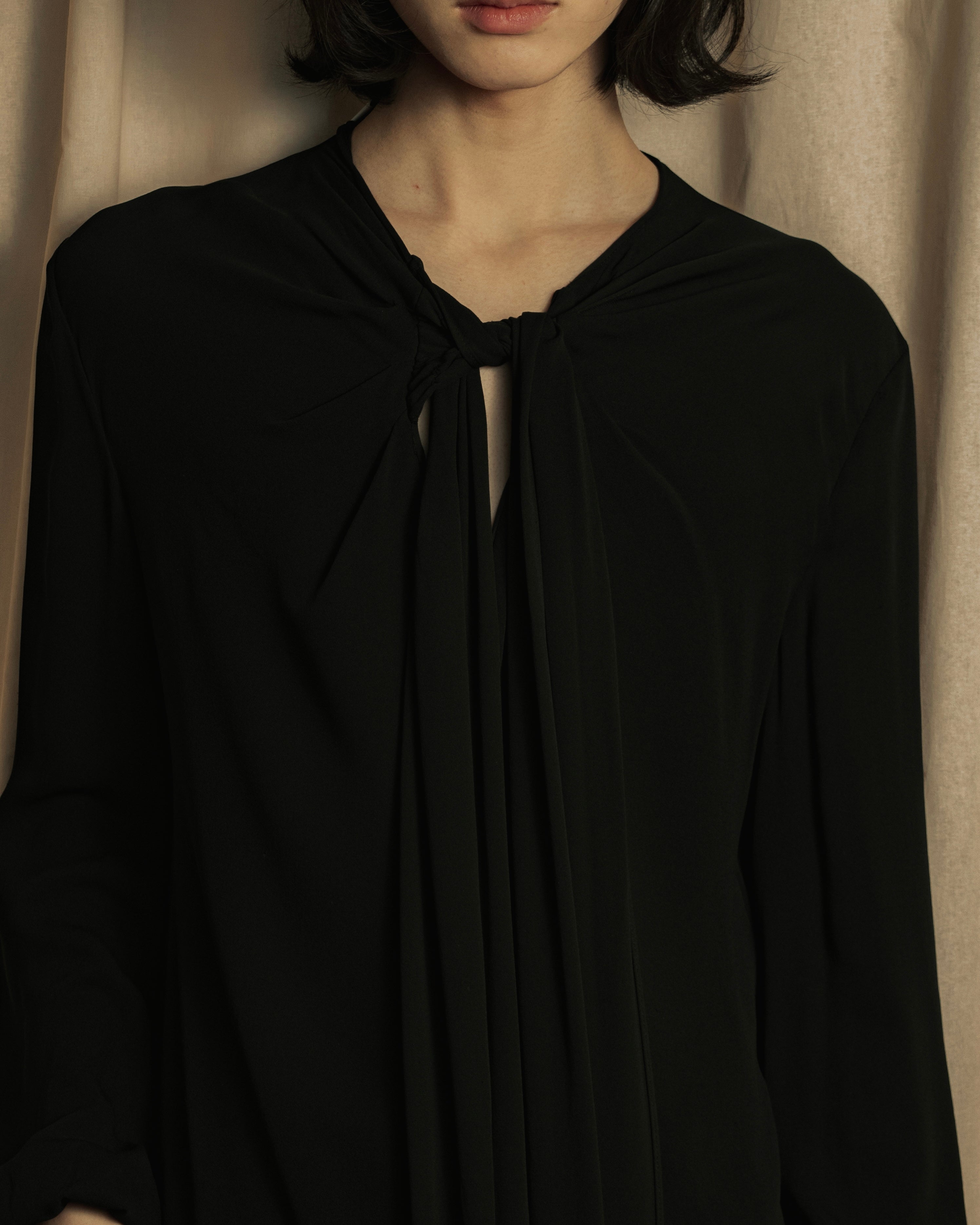 "VALENTINO" 2020-21 Gathered design bow tie skipper silk pullover