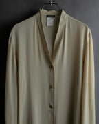 "GIORGIO ARMANI" Ivory color no collar silk shirt