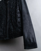 "Weekend Max Mara" 100% goat leather flower motif zip up short length jacket