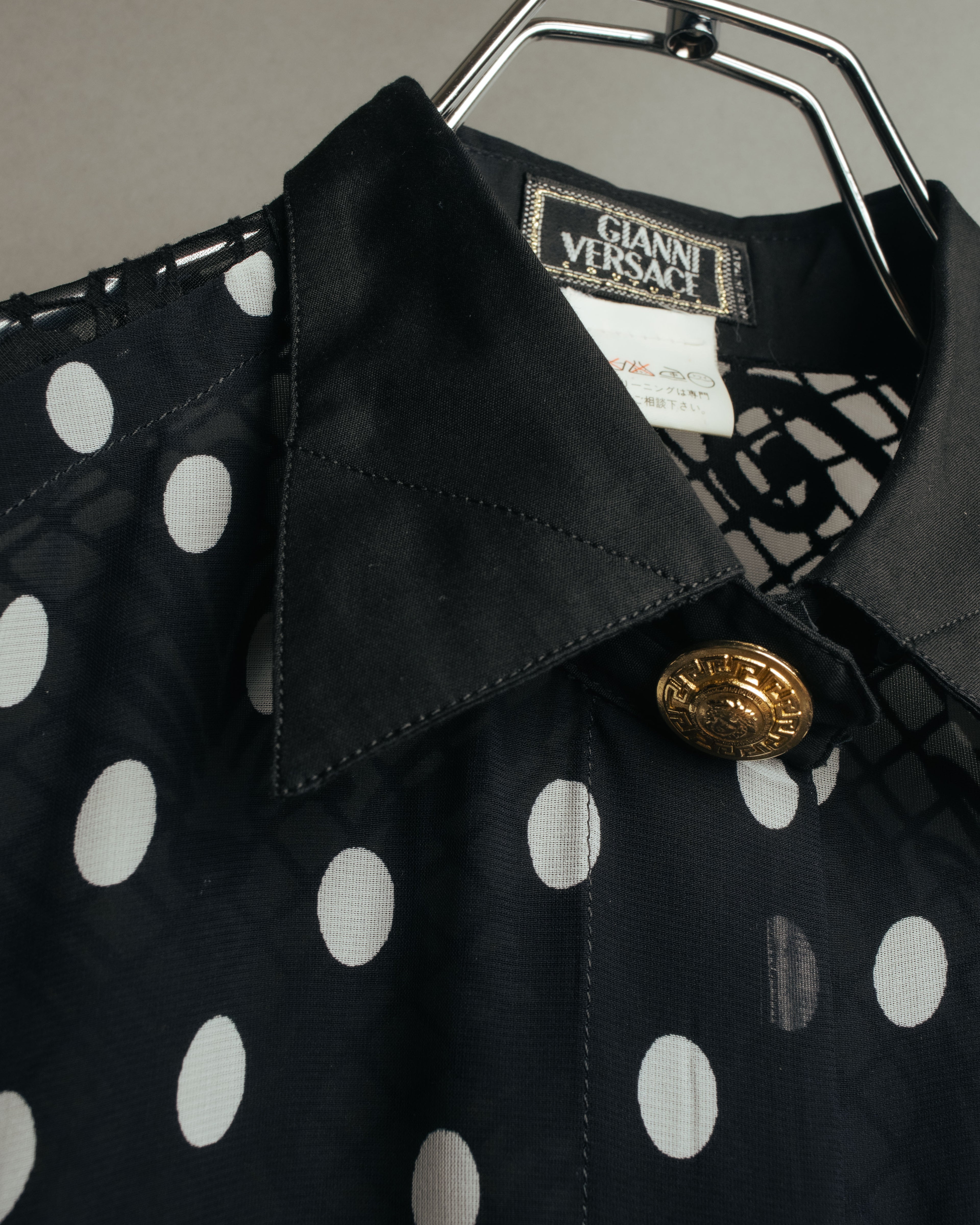 “GIANNI VERSACE” 80’s-90’s Couture polka dot lace shirt